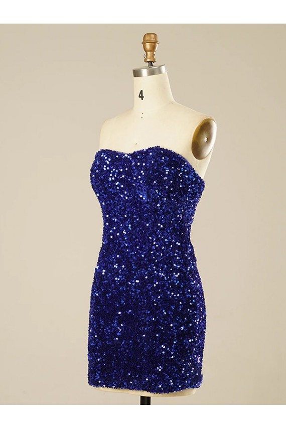 Color mostrado Cubierta Cuello de Corazón Corto Lentejuelas Terciopelo Corto Vestidos de fiesta Fábrica