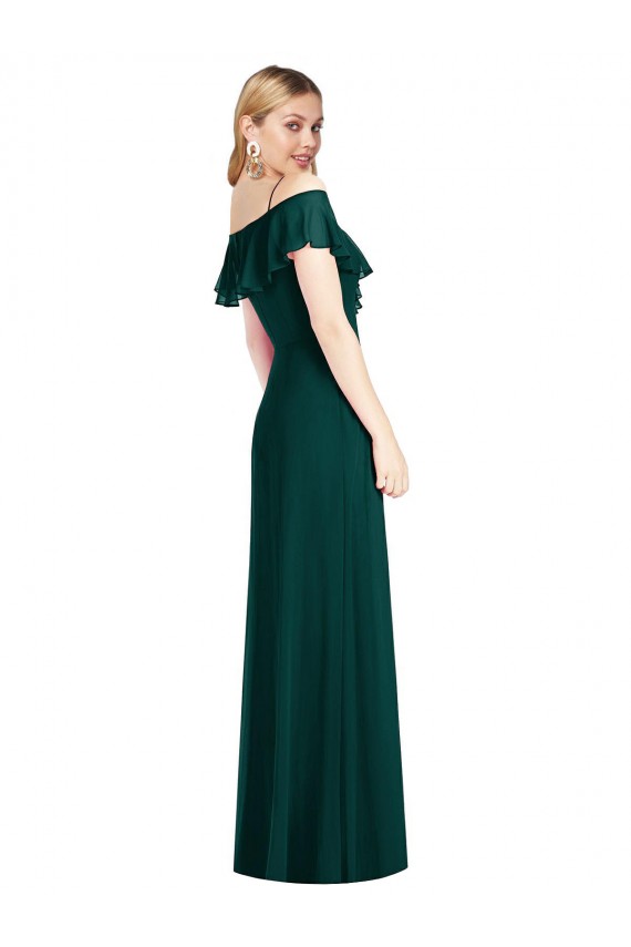 Evergreen Trompeta Tirantes espagueti Gasa Largo Vestidos de dama de honor Fábrica