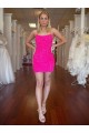 Fucsia Cubierta Tirantes espagueti Corto Lentejuelas Terciopelo Corto Vestidos de fiesta Fábrica