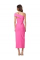 Fucsia Cubierta Un Hombre Midi Crepé Elástico Largo Formales Vestidos de dama de honor / Vestidos de fiesta / Vestidos de cóctel Fábrica
