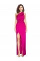 Fucsia Cubierta Un Hombre Satén sedoso Largo Formales Vestidos de dama de honor / Vestidos de fiesta Fábrica