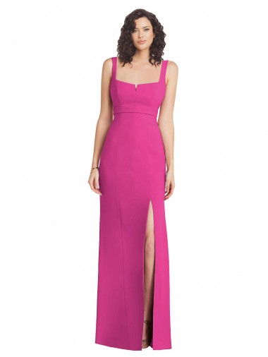Fucsia Trompeta Cuadrado Crepé Elástico Largo Vestidos de dama de honor / Vestidos de fiesta Fábrica