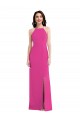 Fucsia Trompeta Halter Cuello Alto Crepé Elástico Largo Formales Vestidos de dama de honor / Vestidos de fiesta Fábrica