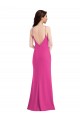 Fucsia Trompeta Halter Cuello Alto Crepé Elástico Largo Formales Vestidos de dama de honor / Vestidos de fiesta Fábrica