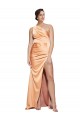 Light Copper Cubierta Un Hombre Satén elástico Largo Formales Vestidos de dama de honor / Vestidos de fiesta Fábrica