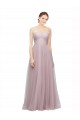 Light Lilac línea A Cuello de Corazón Tul Encaje Largo Vestidos de dama de honor Fábrica