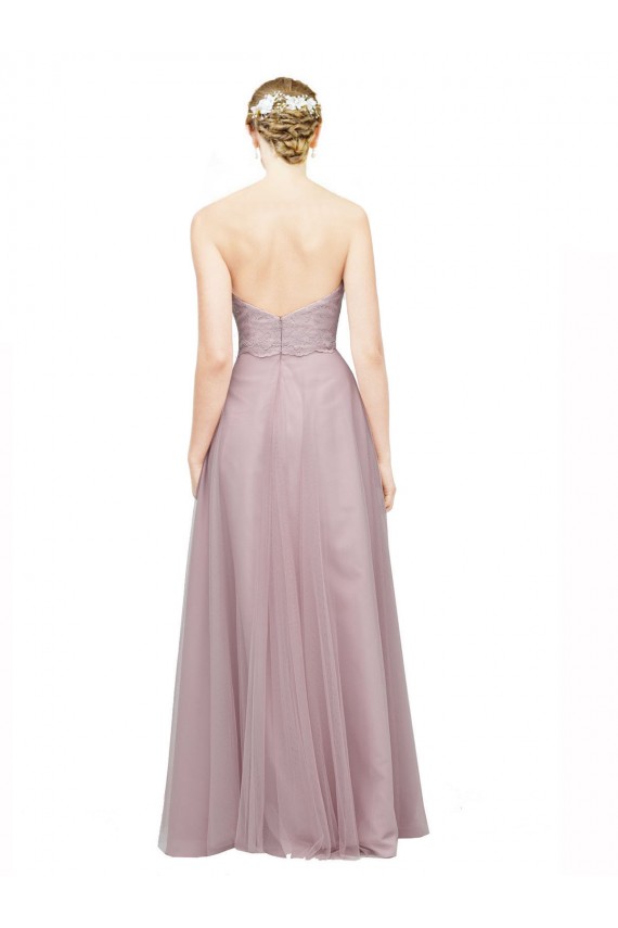 Light Lilac línea A Cuello de Corazón Tul Encaje Largo Vestidos de dama de honor Fábrica