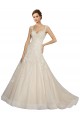 Marfil & Champán Sirena Cuello de Corazón Cola capilla Tul Encaje Vestidos de novia Fábrica