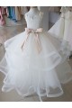 Marfil Cuello Alto Tul Encaje Largo vestidos de niña de las flores Fábrica