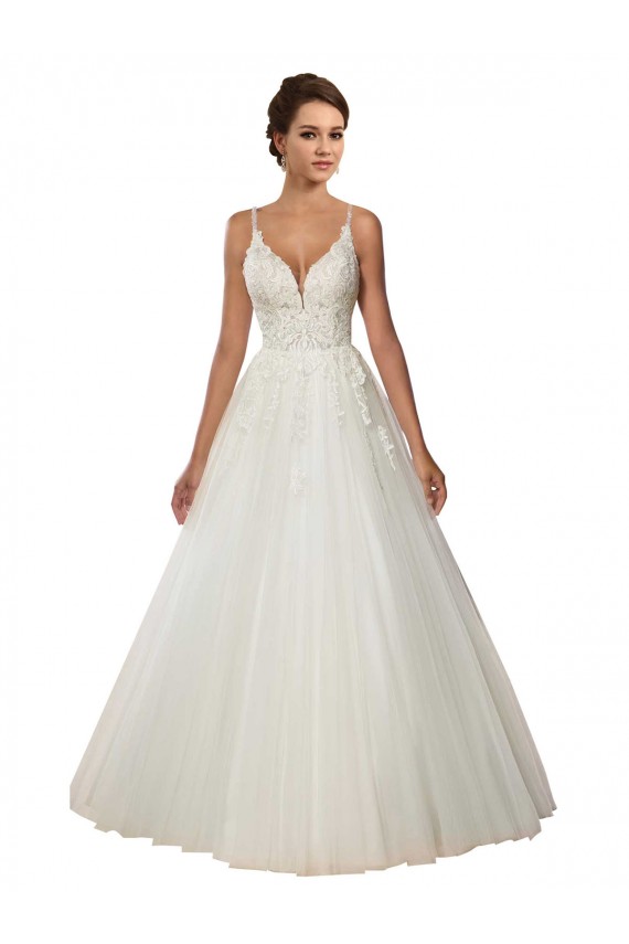 Marfil Tirantes espagueti Cola capilla Tul Encaje Boho Vestidos de novia Fábrica