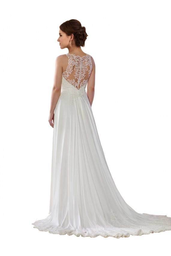 Marfil línea A Ilusión Barrer tren Gasa Boho Vestidos de novia Fábrica