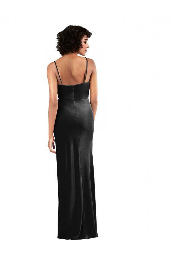Negro Columna Terciopelo Elástico Largo Formales Vestidos de dama de honor / Vestidos de fiesta Fábrica