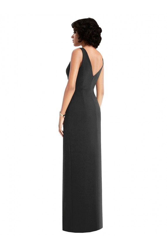 Negro Cubierta Cuello en V Spandex Largo Formales Vestidos de dama de honor / Vestidos de fiesta Fábrica
