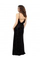 Negro Cubierta Cuello en V Terciopelo floral Terciopelo Elástico Largo Vestidos de dama de honor Fábrica