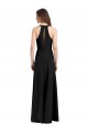 Negro Cubierta Halter Cuello en V Crepé Elástico Largo Formales Vestidos de dama de honor / Vestidos de fiesta Fábrica