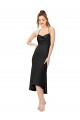 Negro Cubierta Midi Satén sedoso Corto Asimétrico Formales Vestidos de dama de honor / Vestidos de fiesta / Vestidos de cóctel Fábrica