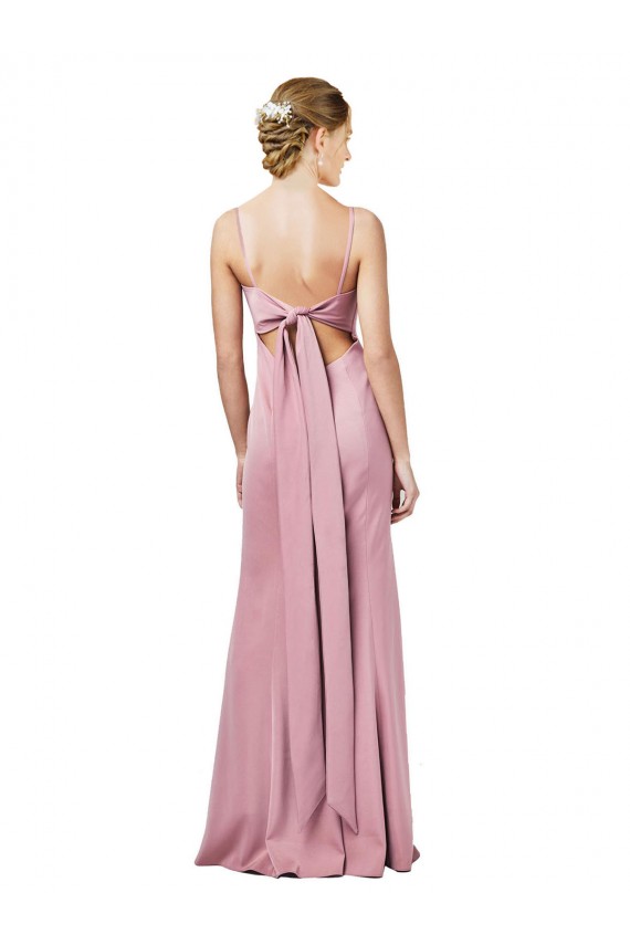 Negro Cubierta Tirantes espagueti Cuadrado Crepé Elástico Largo Formales Vestidos de dama de honor / Vestidos de fiesta Fábrica