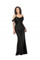 Negro línea A Hombros Descubiertos Satén sedoso Largo Formales Vestidos de dama de honor / Vestidos de fiesta Fábrica