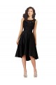 Negro línea A Ilusión Midi Satén Encaje Corto Asimétrico Vestidos de dama de honor / Vestidos de cóctel / Vestidos para homecoming Fábrica