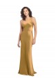 Oro línea A Un Hombre Satén elástico Largo Formales Vestidos de dama de honor / Vestidos de fiesta Fábrica