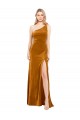 Oro línea A Un Hombre Terciopelo Elástico Largo Formales Vestidos de dama de honor / Vestidos de fiesta Fábrica