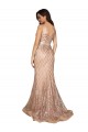 Oro rosa Sirena Cuello en V Lentejuela Lentejuelas brillantes Largo Formales Vestidos de dama de honor / Vestidos de fiesta Fábrica