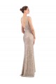 Plata Cubierta Cuello en V Lentejuela Lentejuelas brillantes Largo Formales Vestidos de dama de honor / Vestidos de fiesta Fábrica