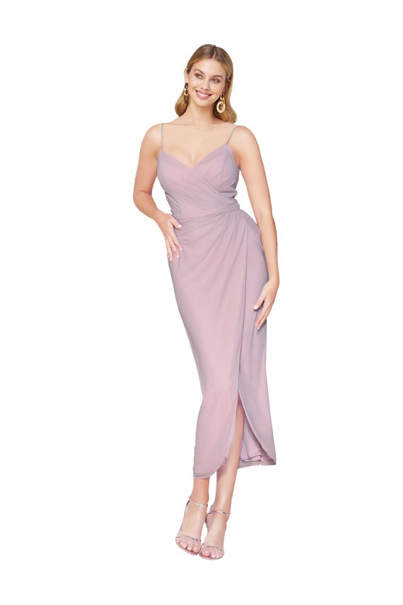 Primavera Sirena Tirantes espagueti Gasa Corto Asimétrico Vestidos de dama de honor / Vestidos de fiesta / Vestidos de cóctel / Vestidos para homecoming Fábrica