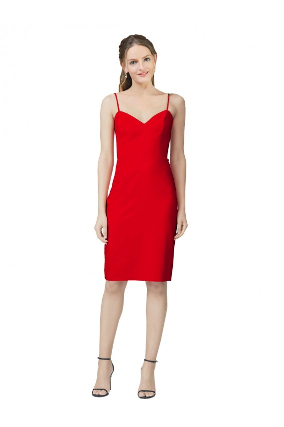 Rojo Cubierta Cuello de Corazón Cóctel Crepé Elástico Corto Formales Vestidos de dama de honor / Vestidos de fiesta / Vestidos de cóctel Fábrica