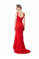 Rojo Sirena Cuello Alto Crepé Elástico Largo Formales Vestidos de dama de honor / Vestidos de fiesta Fábrica