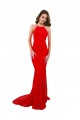 Rojo Sirena Cuello Alto Encaje Largo Formales Vestidos de dama de honor / Vestidos de fiesta Fábrica