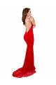 Rojo Sirena Cuello Alto Encaje Largo Formales Vestidos de dama de honor / Vestidos de fiesta Fábrica