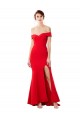 Rojo Sirena Hombros Descubiertos Crepé Elástico Largo Formales Vestidos de dama de honor / Vestidos de fiesta Fábrica