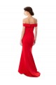 Rojo Sirena Hombros Descubiertos Crepé Elástico Largo Formales Vestidos de dama de honor / Vestidos de fiesta Fábrica