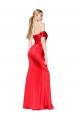 Rojo Sirena Hombros Descubiertos Satén elástico Largo Formales Vestidos de dama de honor / Vestidos de fiesta Fábrica