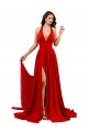 Rojo línea A Halter Spandex Largo Formales Vestidos de dama de honor / Vestidos de fiesta Fábrica