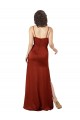 Rojo línea A Tirantes espagueti Cuadrado Satén sedoso Largo Formales Vestidos de dama de honor / Vestidos de fiesta Fábrica