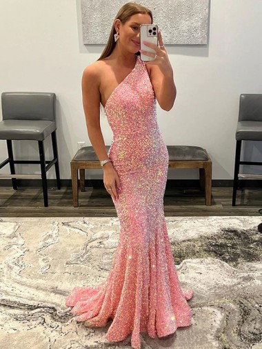 Rosa Cubierta Un Hombre Barrer tren Lentejuelas Terciopelo Largo Vestidos de fiesta Fábrica