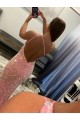 Rosa Cubierta Un Hombre Barrer tren Lentejuelas Terciopelo Largo Vestidos de fiesta Fábrica