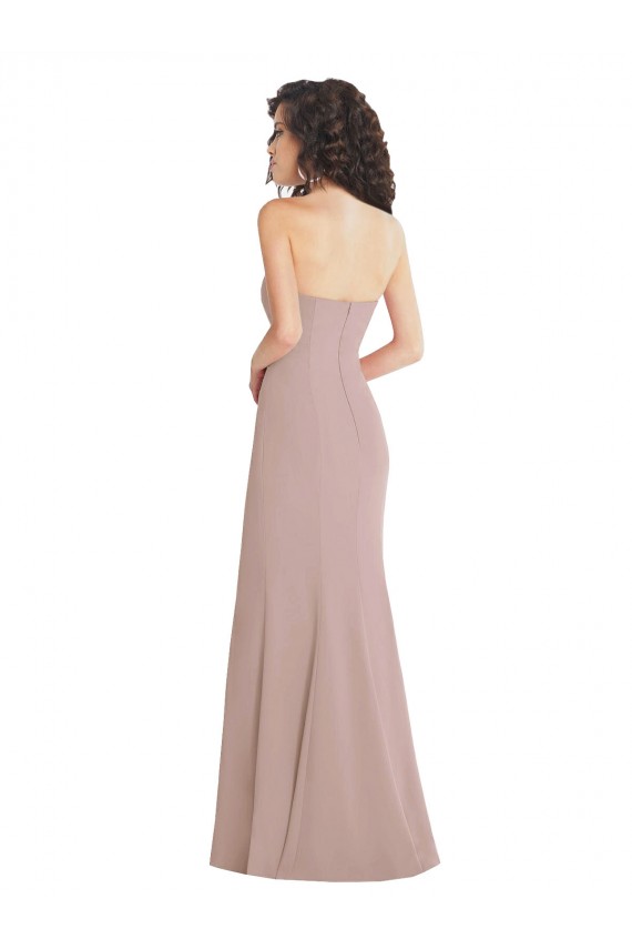 Rosa empolvado Sirena Cuello de Corazón Sin tirantes Crepé Elástico Largo Formales Vestidos de dama de honor / Vestidos de fiesta Fábrica