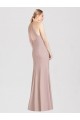 Rosa empolvado Trompeta Halter Crepé Elástico Largo Vestidos de dama de honor Fábrica