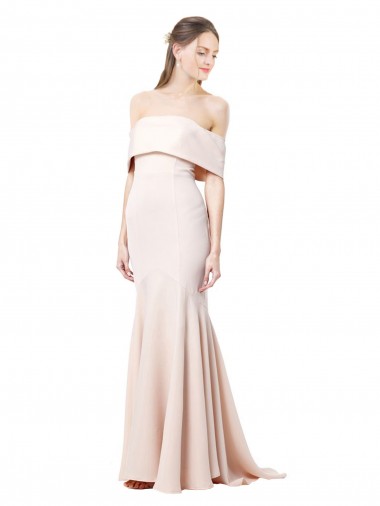 Sirena Hombros Descubiertos Crepé Elástico Largo Formales Vestidos de dama de honor / Vestidos de fiesta Fábrica
