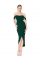 Verde Midnight Sirena Hombros Descubiertos Crepé Elástico Corto Asimétrico Formales Vestidos de dama de honor / Vestidos de fiesta / Vestidos de cóctel Fábrica