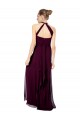 Verde Midnight línea A Halter Gasa Largo Vestidos de dama de honor Fábrica