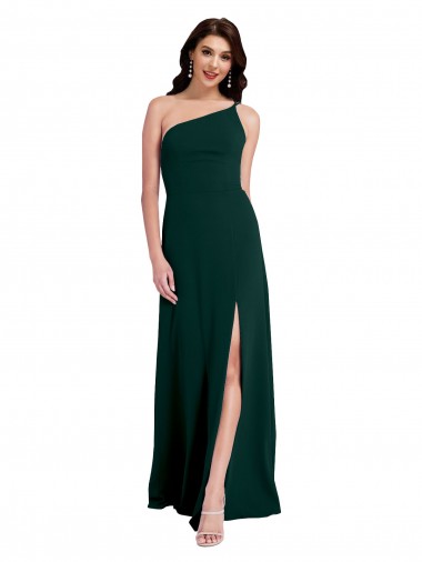 Verde Midnight línea A Un Hombre Crepé Elástico Largo Formales Vestidos de dama de honor / Vestidos de fiesta Fábrica