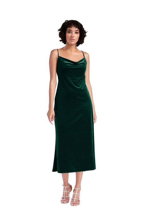 Verde oscuro Cubierta Midi Terciopelo Elástico Corto Formales Vestidos de dama de honor / Vestidos de fiesta / Vestidos de cóctel Fábrica