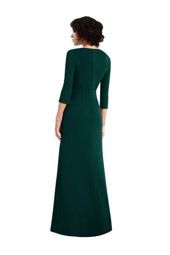 Verde oscuro Trompeta Cuello en V Spandex Largo Formales Vestidos de dama de honor / Vestidos de fiesta Fábrica