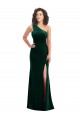Verde oscuro Trompeta Un Hombre Terciopelo Elástico Largo Vestidos de dama de honor / Vestidos de fiesta Fábrica