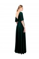 Verde oscuro línea A Cuello en V Terciopelo Elástico Largo Vestidos de dama de honor / Vestidos de fiesta Fábrica
