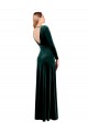 Verde oscuro línea A Cuello en V Terciopelo Elástico Largo Vestidos de dama de honor / Vestidos de fiesta Fábrica